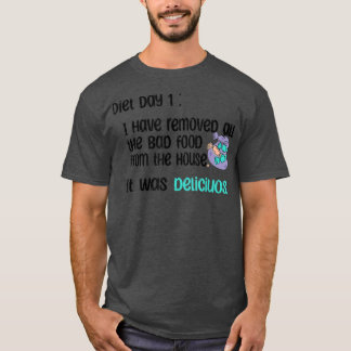 Camiseta Diet Day 1 Funny Candy Food Slimming Sweets Biscui
