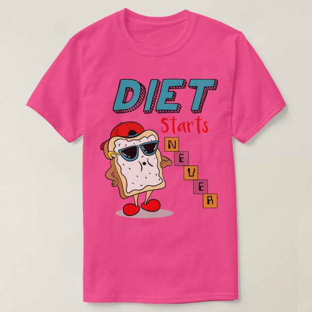 Camiseta Dieta Começa Nunca A Rosquinha Levantar Pesos Gym  (Frente do Design)