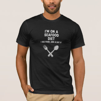 Camiseta Dieta de Frutos do Mar Design Engraçado de Comida 