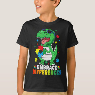 Camiseta Diferenças de Embrace T Rex Dinossaur Autism Aware