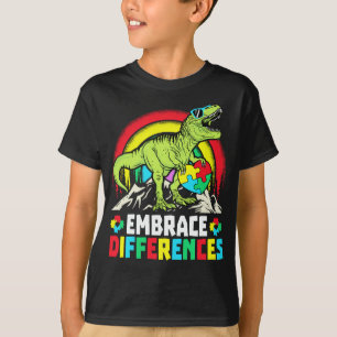 Camiseta Diferenças de Embrace T Rex Dinossaur Autism Aware