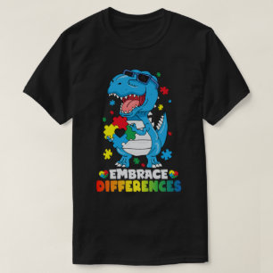 Camiseta Diferenças de Embrace T Rex Dinossaur Autism Aware