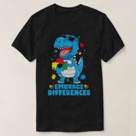 Camiseta Diferenças de Embrace T Rex Dinossaur Autism Aware