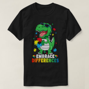 Camiseta Diferenças de Embrace T Rex Dinossaur Autism Aware