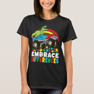 Camiseta Diferenças de Embrace T Rex Monster Truck Autismo