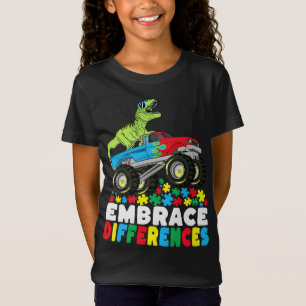 Camiseta Diferenças de Embrace T Rex Monster Truck Autismo