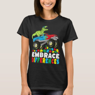Camiseta Diferenças de Embrace T Rex Monster Truck Autismo