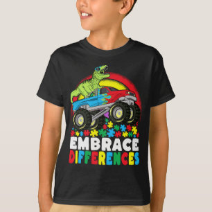 Camiseta Diferenças de Embrace T Rex Monster Truck Autismo