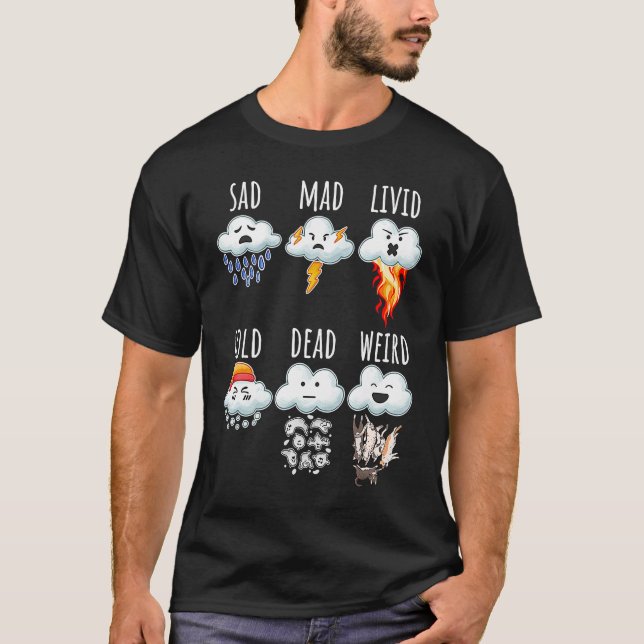 Camiseta Diferenças de Nuvens do Tempo Relatar Previsão do  (Frente)