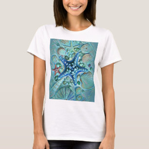 Camiseta Diferentes tipos de marés tropicais pintura azul