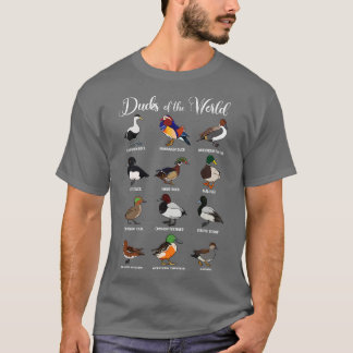 Camiseta Diferentes tipos de patos Patos do mundo