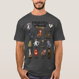Camiseta Diferentes tipos de primatas de macacos