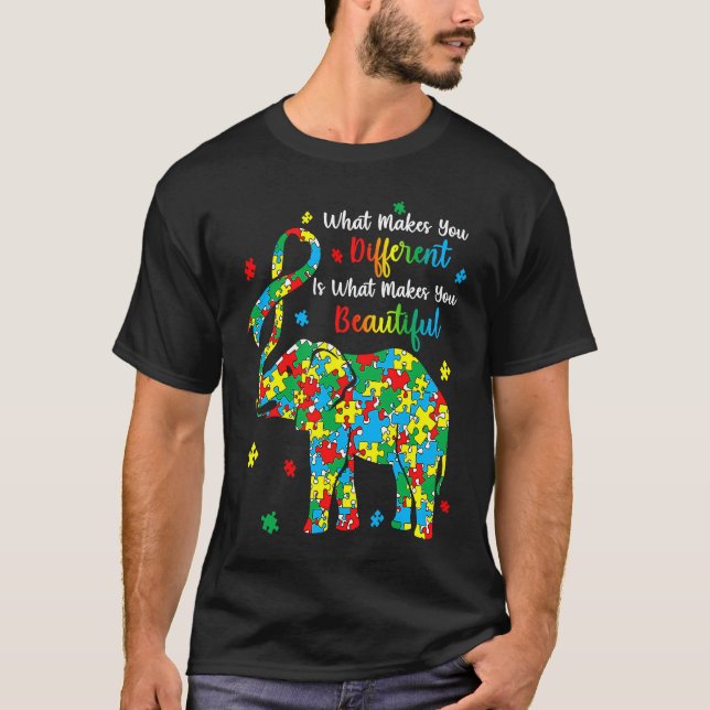 Camiseta Different Beautiful Autism Awareness Puzzle Piece  (Frente)