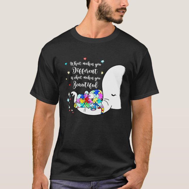 Camiseta Different Beautiful Autism Awareness Puzzle Piece  (Frente)