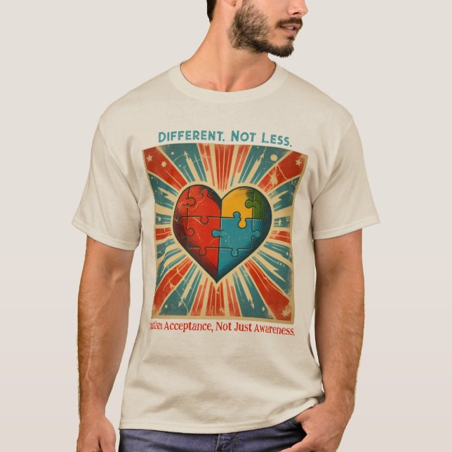 Camiseta "Different, Not Less" Autism AcceptanceT-Shirt (Frente)