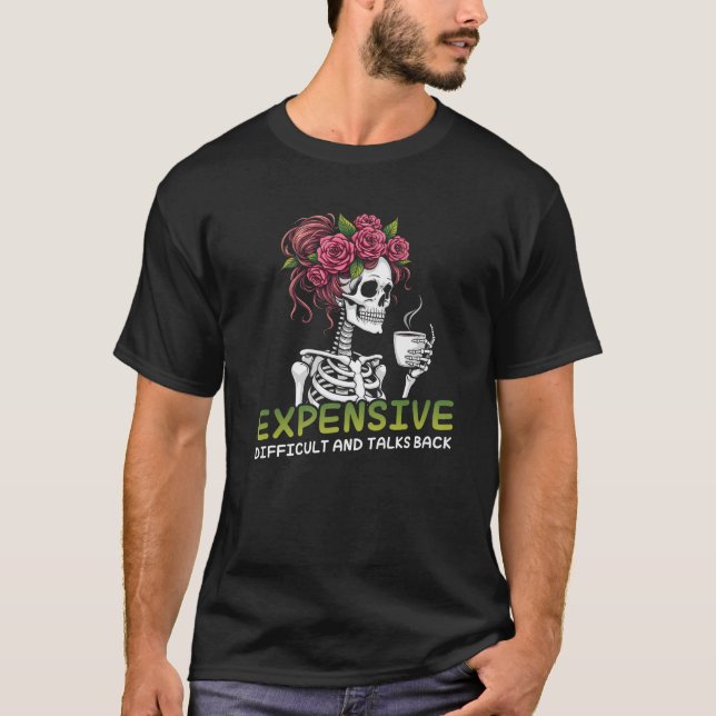 Camiseta Difícil e discutindo café esquelético (Frente)