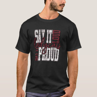 Camiseta Diga Alto Orgulhosa Ladycats Marrom Espírito Escol