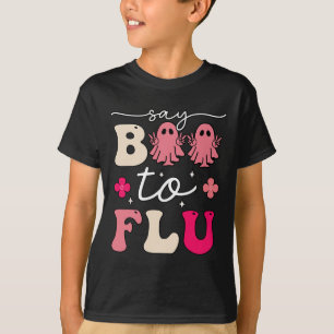 Camiseta Diga Boo Ao Dia de as Bruxas engraçado Da Vacina C