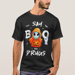 Camiseta Diga Boo às Drogas Engraçado Halloween Semana da F