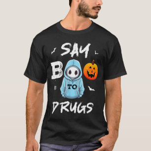 Camiseta Diga Boo às Drogas Funny Halloween Red Ribbon Week