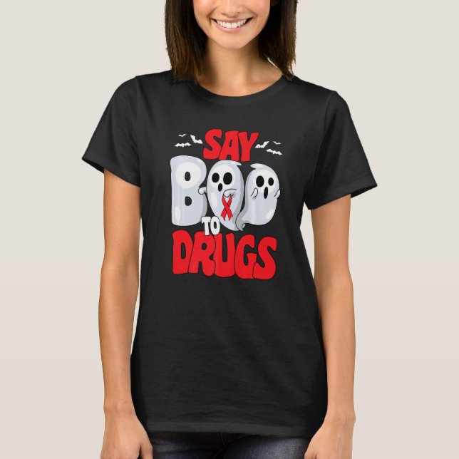Camiseta Diga Boo às Drogas Semana de Conscientização do La (Frente)