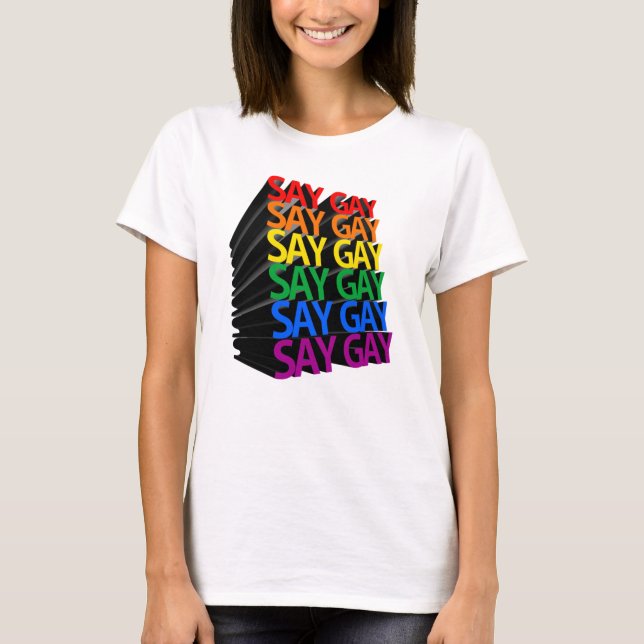 Camiseta Diga Gay Arco-íris 3D (Frente)