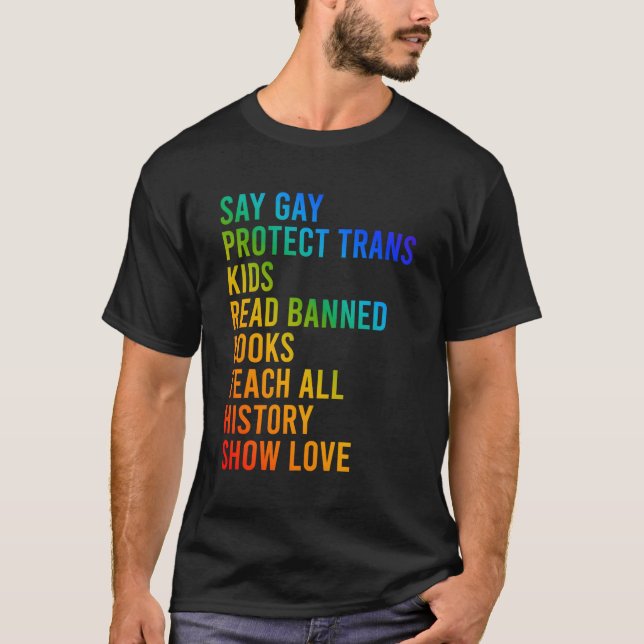 Camiseta Diga "Gay Ler Livro Banido" Ensinar Todo O Históri (Frente)