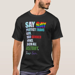 Camiseta Diga Gay Proteja Crianças Trans Leia Livros Banido