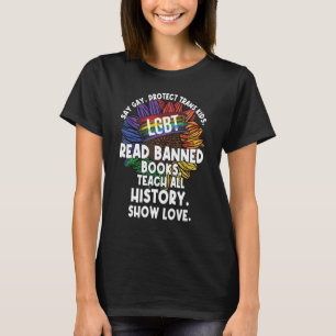 Camiseta Diga Gay Proteja Crianças Trans Leia Livros Banido