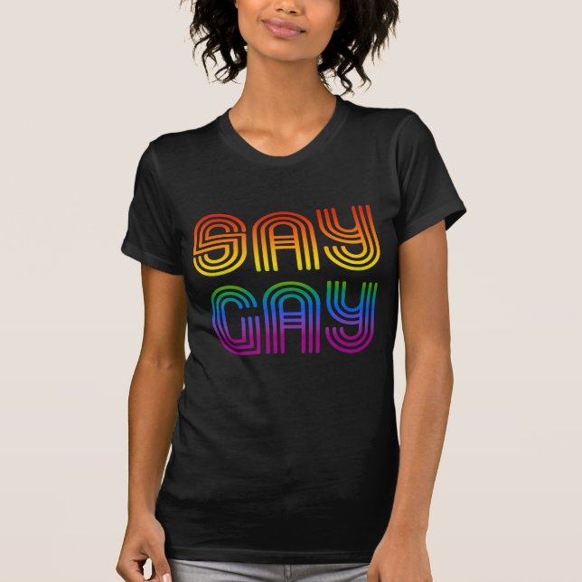 Camiseta Diga Gay Retro Rainbow (Frente)