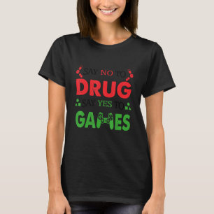 Camiseta Diga Não A Drogas Dizem Sim Para Jogar Fita Vermel