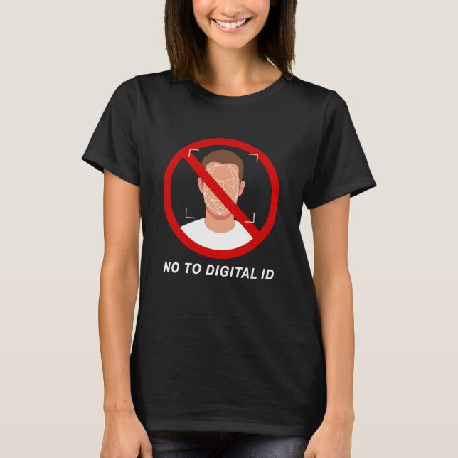 Camiseta Diga Não à Identidade Digital Liberdade e Rosto Co (Frente)