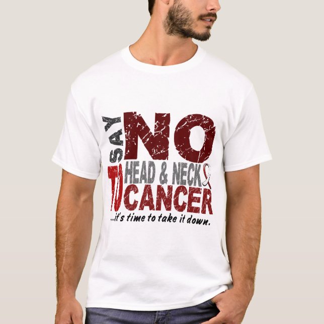 Camiseta Diga NÃO ao cancer principal e de pescoço 1 (Frente)