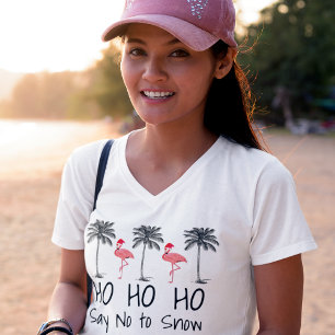 Camiseta Diga "Não" aos Flamingos de Natal da Praia Engraça