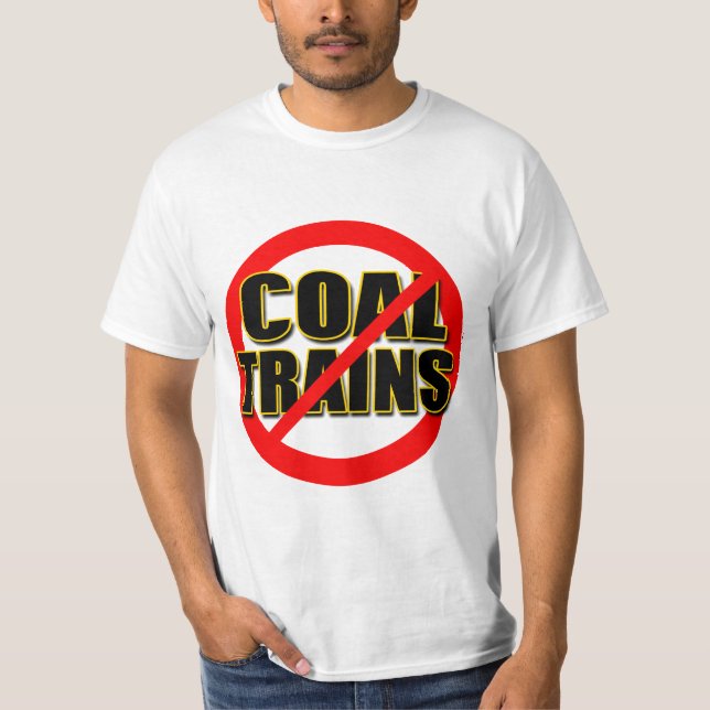 Camiseta Diga NÃO aos trens de carvão no nanowatt pacífico (Frente)