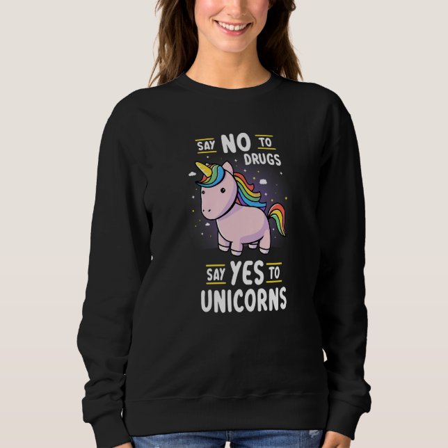 Camiseta Diga Não às Drogas Diga Sim a Unicórnios  Anti Dro (Frente)