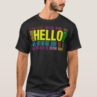 Camiseta Diga Olá em diferentes idiomas internacionais Tra