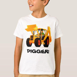 Camiseta Digger Amarelo Personalizado da Criança