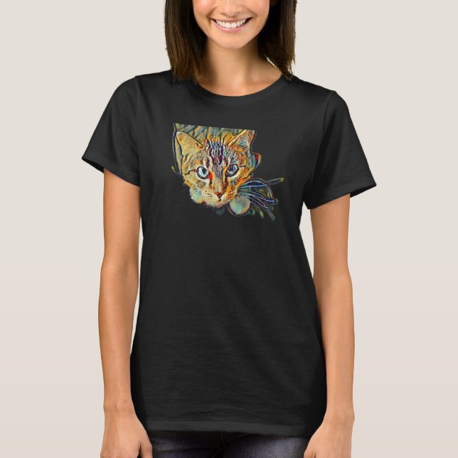 Camiseta Digital Abstract Painting Of A Cat 10 (Frente)