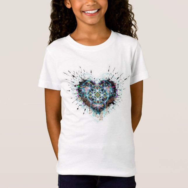 Camiseta Digital Heart Sacred Geometry Heart Design  (Frente)