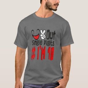 Camiseta Dígitos de Solteiro do Peace Out Eu sou 10 Anos C