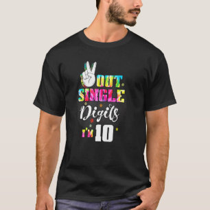 Camiseta Dígitos de Solteiro do Peace Out Eu tenho 10 Crian