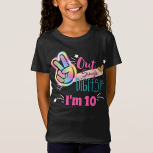 Camiseta Dígitos de Solteiro do Peace Out Eu tenho 10 Feliz