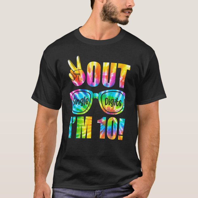 Camiseta Dígitos De Solteiro Do Peace Out Im 10 Tye Dye 10t (Frente)