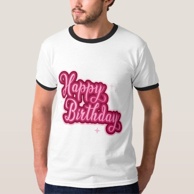 Camiseta Dígitos de Tipografia de Aniversário (Frente)