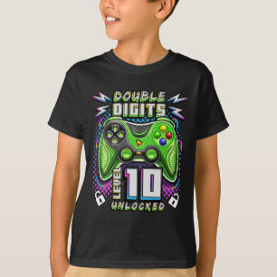 Camiseta Digits Nível 10 Jogo de Vídeo Desbloqueado 10º Ani
