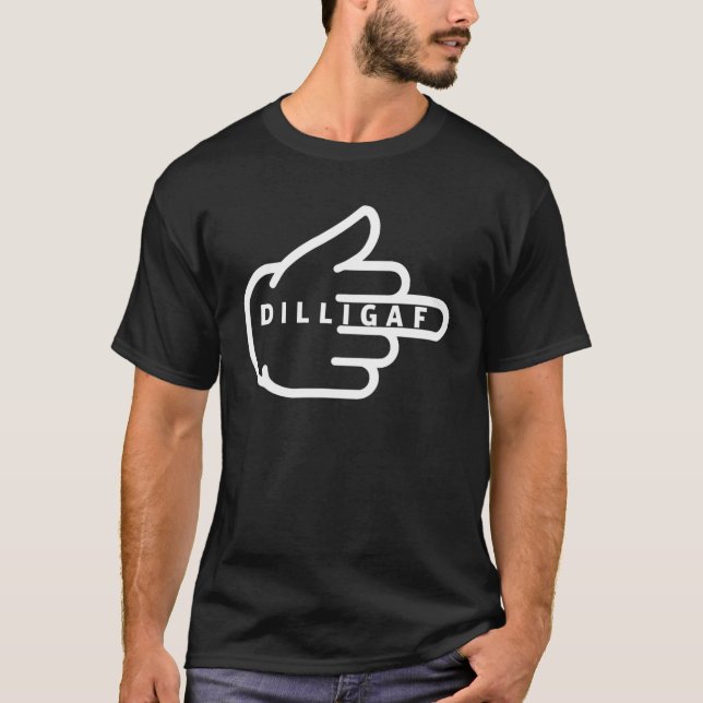 Camiseta DILLIGAF Pareço Dar Fu De Dedo Médio (Frente)