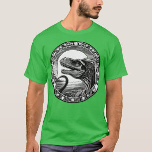 Camiseta Dilophossauro Dinossauro em Estilo Art Nouveau