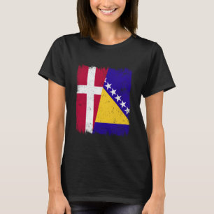 Camiseta Dinamarca Bósnia e Herzegovina Bandeira Meia Haste
