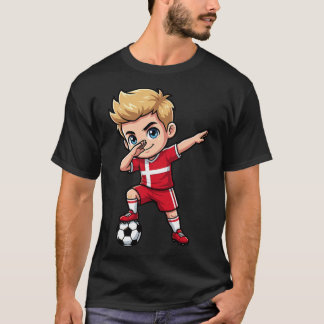 Camiseta Dinamarca Dab Miúdo Objetivo Cartoon Bandeira Dina